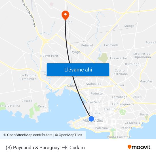 (S) Paysandú & Paraguay to Cudam map