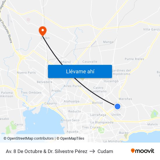 Av. 8 De Octubre & Dr. Silvestre Pérez to Cudam map