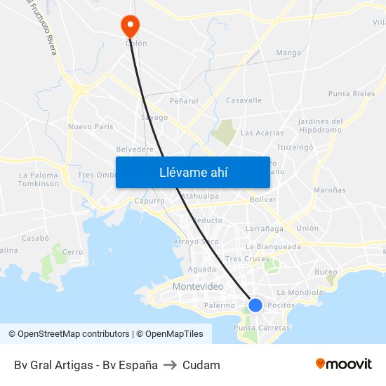 Bv Gral Artigas - Bv España to Cudam map