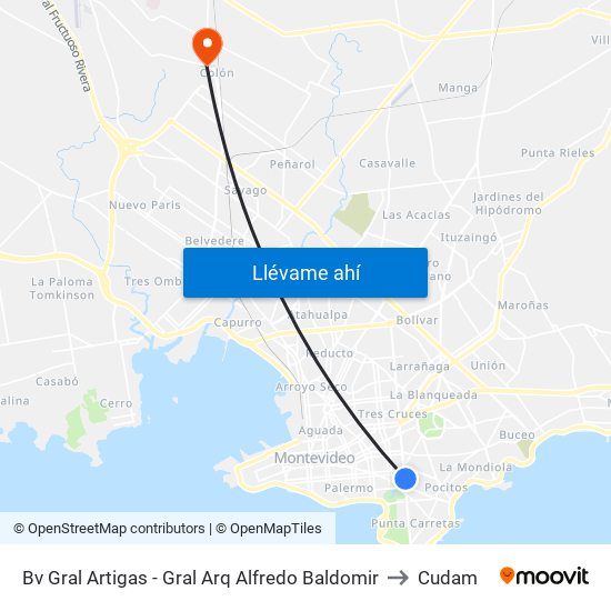 Bv Gral Artigas - Gral Arq Alfredo Baldomir to Cudam map