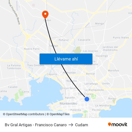 Bv Gral Artigas - Francisco Canaro to Cudam map