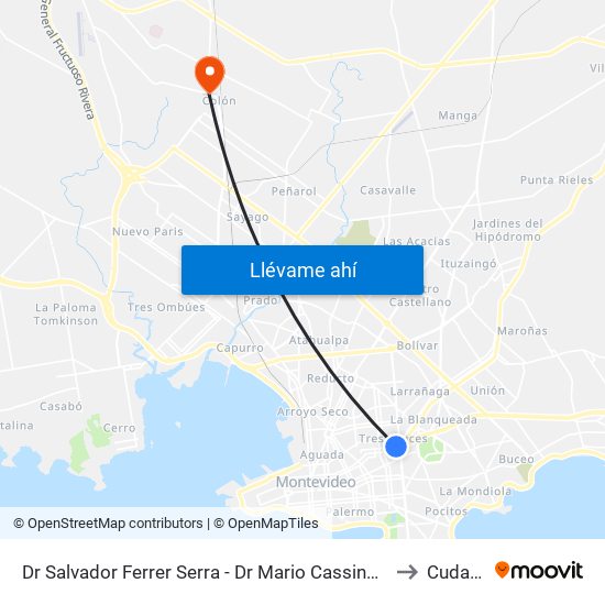Dr Salvador Ferrer Serra - Dr Mario Cassinoni to Cudam map