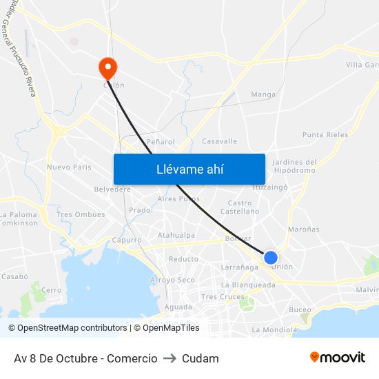 Av 8 De Octubre - Comercio to Cudam map