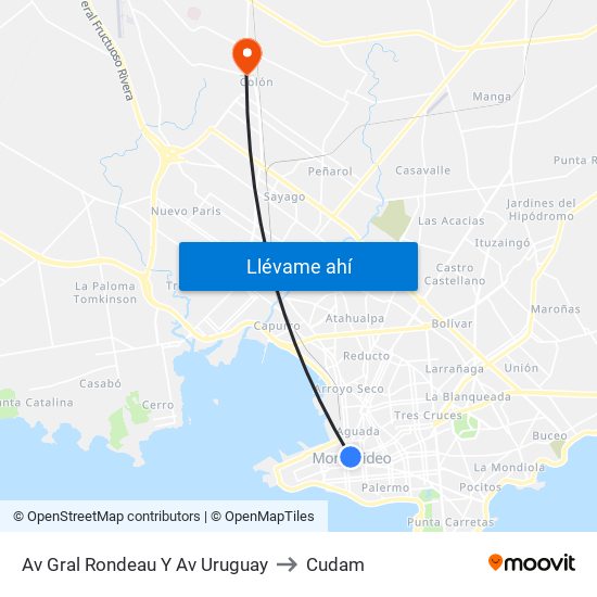 Av Gral Rondeau Y Av Uruguay to Cudam map