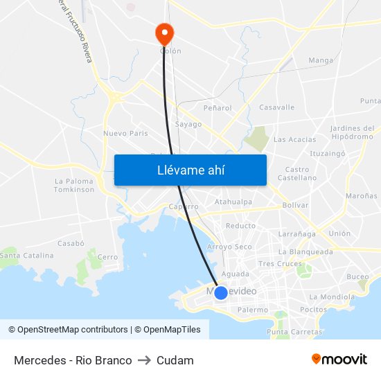 Mercedes - Rio Branco to Cudam map