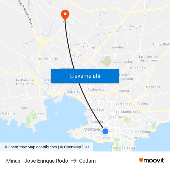 Minas - Jose Enrique Rodo to Cudam map