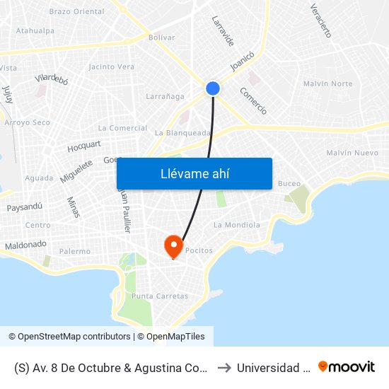 (S) Av. 8 De Octubre & Agustina Contucci to Universidad Ort map