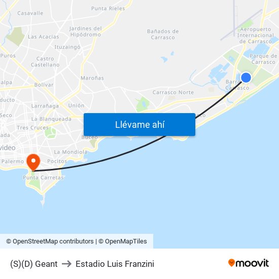 (S)(D) Geant to Estadio Luis Franzini map