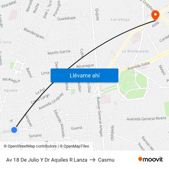 Av 18 De Julio Y Dr Aquiles R Lanza to Casmu map