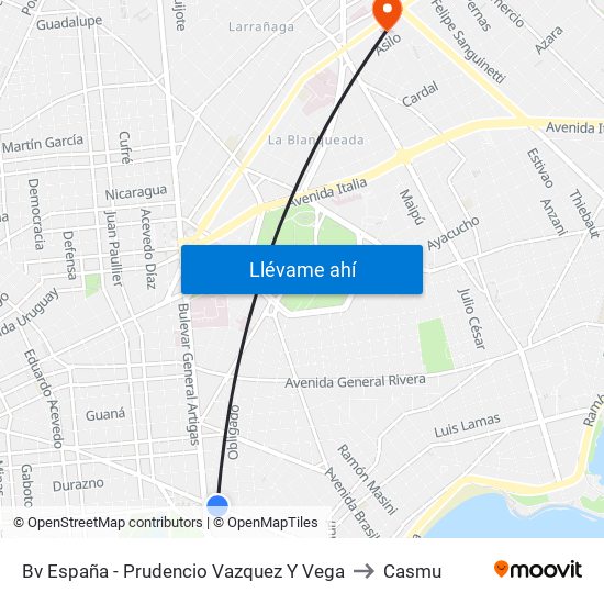 Bv España - Prudencio Vazquez Y Vega to Casmu map