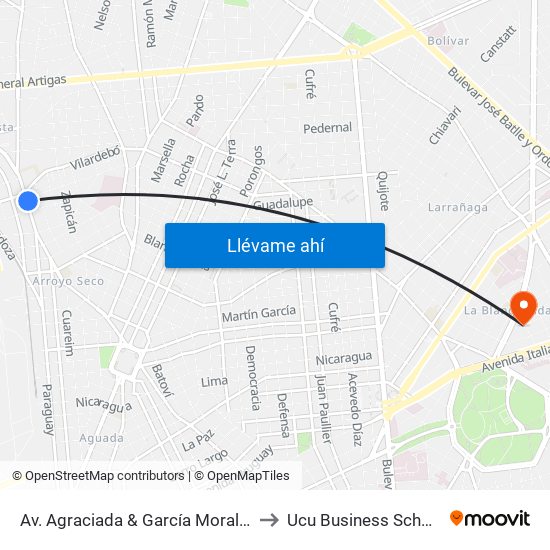 Av. Agraciada & García Morales to Ucu Business School map