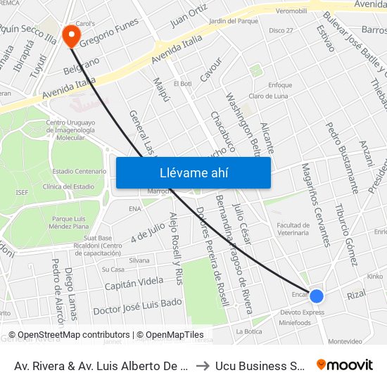 Av. Rivera & Av. Luis Alberto De Herrera to Ucu Business School map