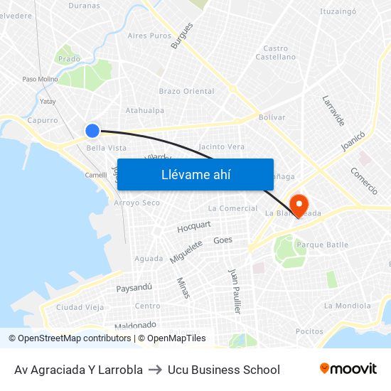 Av Agraciada Y Larrobla to Ucu Business School map
