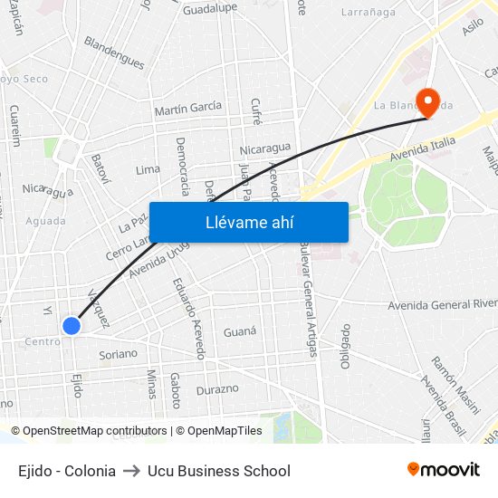 Ejido - Colonia to Ucu Business School map