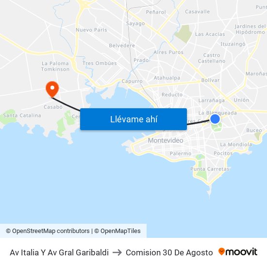 Av Italia Y Av Gral Garibaldi to Comision 30 De Agosto map