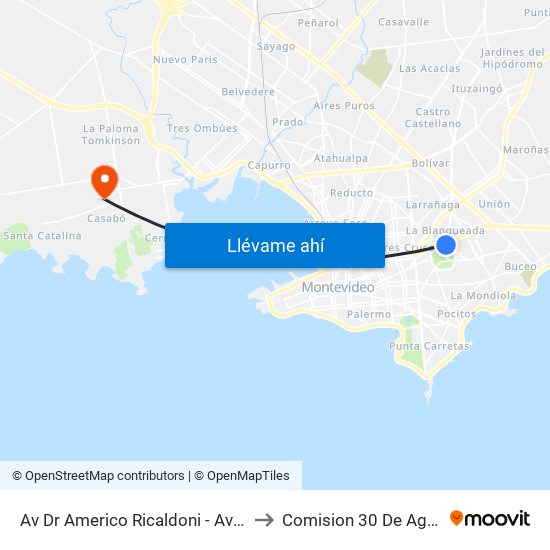 Av Dr Americo Ricaldoni - Av Italia to Comision 30 De Agosto map