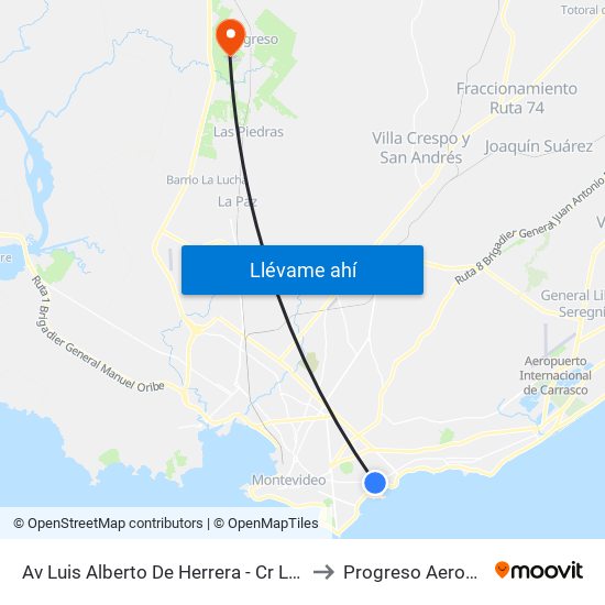 Av Luis Alberto De Herrera - Cr Luis E Lecueder to Progreso Aeroservicios map