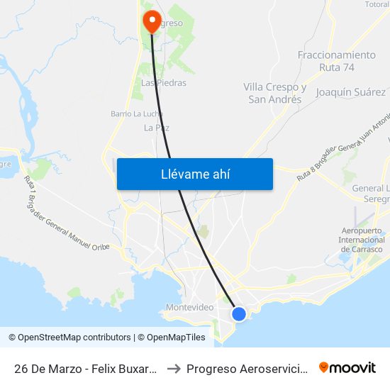 26 De Marzo - Felix Buxareo to Progreso Aeroservicios map
