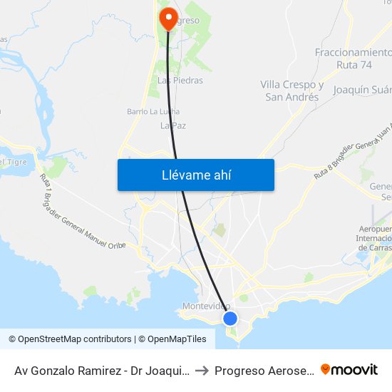 Av Gonzalo Ramirez - Dr Joaquin Requena to Progreso Aeroservicios map