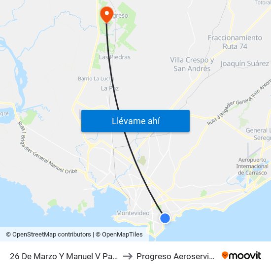 26 De Marzo Y Manuel V Pagola to Progreso Aeroservicios map