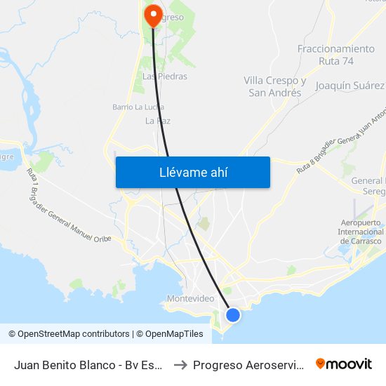 Juan Benito Blanco - Bv España to Progreso Aeroservicios map