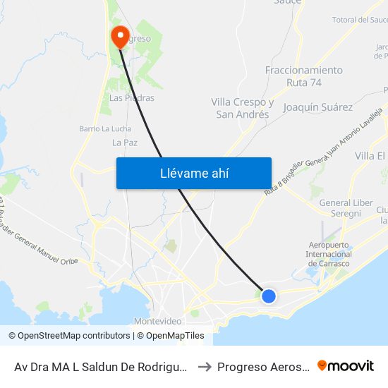 Av Dra MA L Saldun De Rodriguez - Av Bolivia to Progreso Aeroservicios map