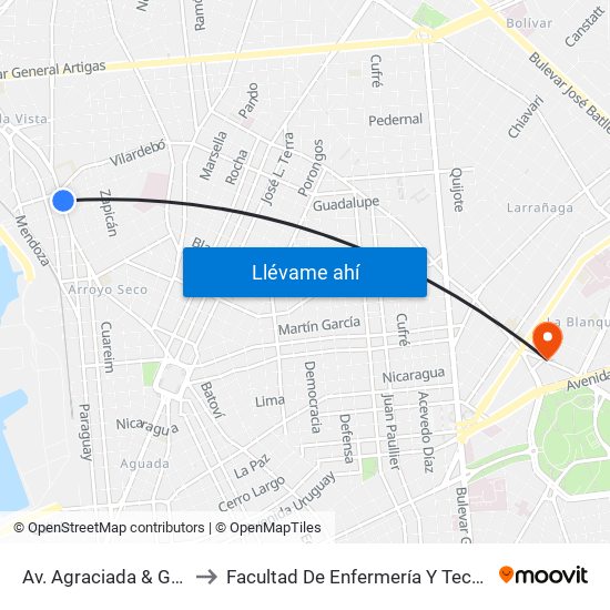 Av. Agraciada & García Morales to Facultad De Enfermería Y Tecnologías De La Salud map