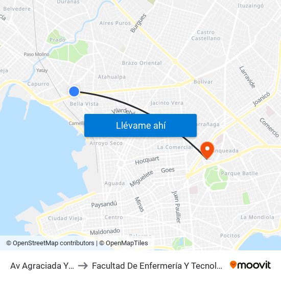 Av Agraciada Y Larrobla to Facultad De Enfermería Y Tecnologías De La Salud map