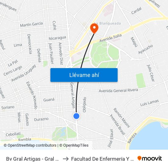 Bv Gral Artigas - Gral Arq Alfredo Baldomir to Facultad De Enfermería Y Tecnologías De La Salud map