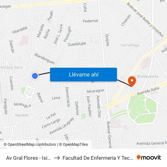 Av Gral Flores - Isidoro De Maria to Facultad De Enfermería Y Tecnologías De La Salud map