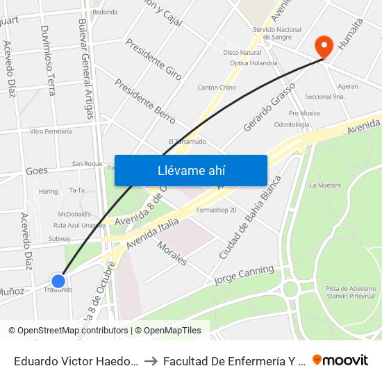 Eduardo Victor Haedo Y Dr Mario Cassinoni to Facultad De Enfermería Y Tecnologías De La Salud map