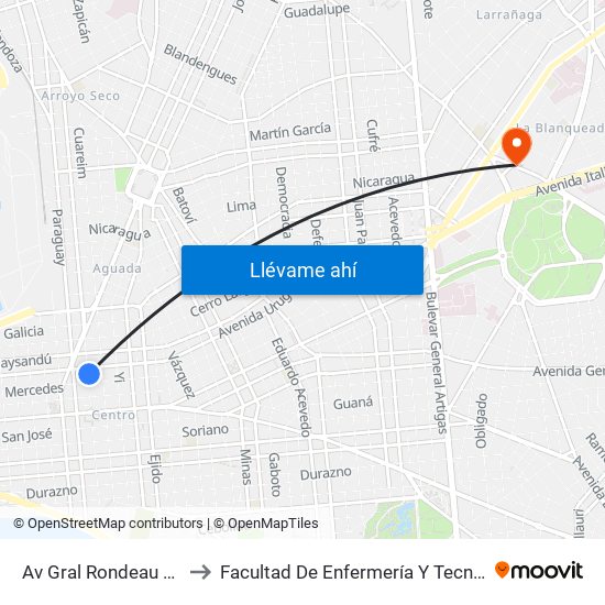 Av Gral Rondeau Y Av Uruguay to Facultad De Enfermería Y Tecnologías De La Salud map