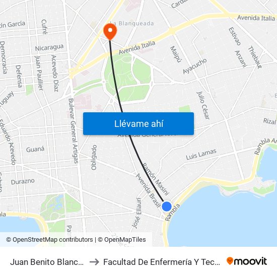 Juan Benito Blanco - Jose Marti to Facultad De Enfermería Y Tecnologías De La Salud map