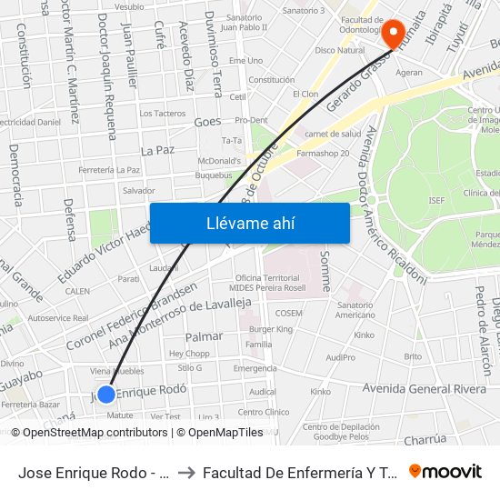 Jose Enrique Rodo - Dr Pablo De Maria to Facultad De Enfermería Y Tecnologías De La Salud map