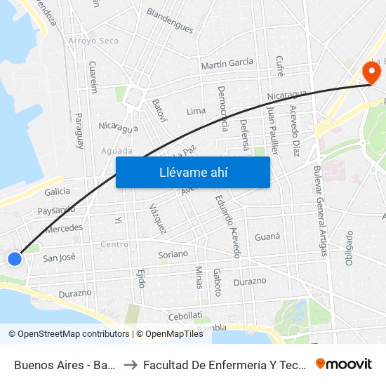 Buenos Aires - Bartolome Mitre to Facultad De Enfermería Y Tecnologías De La Salud map