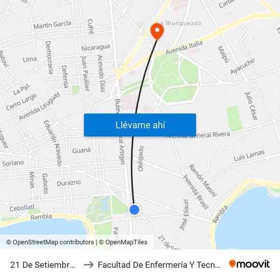 21 De Setiembre Y Libertad to Facultad De Enfermería Y Tecnologías De La Salud map