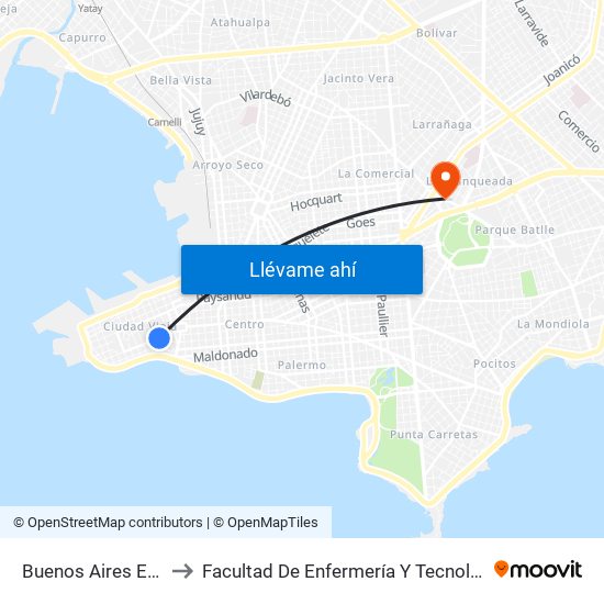 Buenos Aires E Ituzaingo to Facultad De Enfermería Y Tecnologías De La Salud map