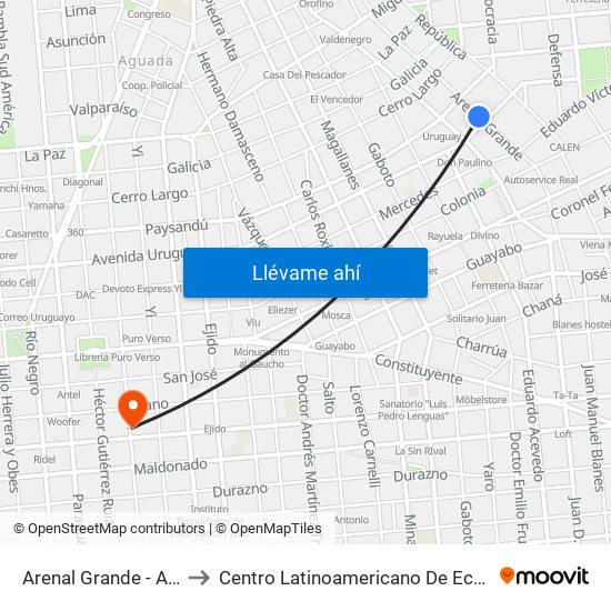 Arenal Grande - Av Uruguay to Centro Latinoamericano De Economía Humana map