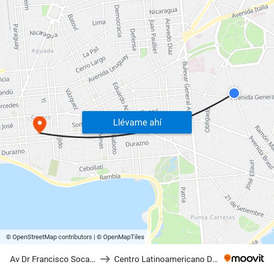 Av Dr Francisco Soca Y Mendez Nuñez to Centro Latinoamericano De Economía Humana map