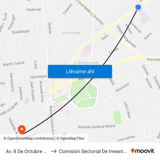 Av. 8 De Octubre & Larravide to Comisión Sectorial De Investigación Científica map