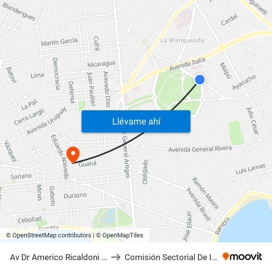 Av Dr Americo Ricaldoni - Av Dr Alfredo Navarro to Comisión Sectorial De Investigación Científica map
