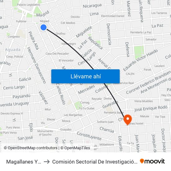 Magallanes Y Lima to Comisión Sectorial De Investigación Científica map