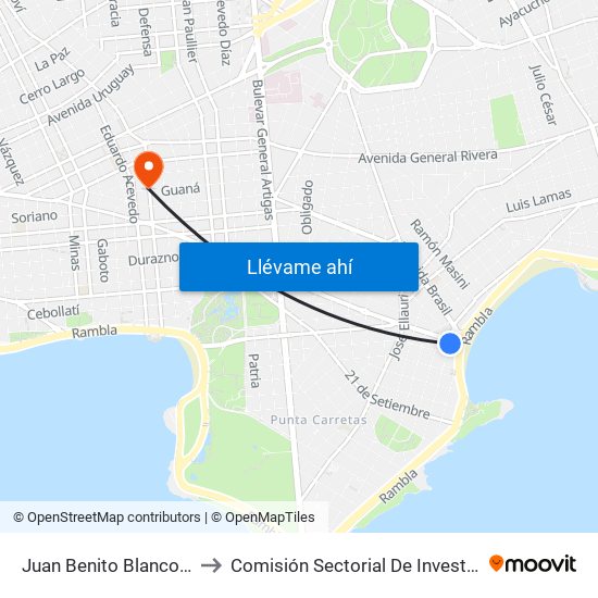 Juan Benito Blanco - Bv España to Comisión Sectorial De Investigación Científica map