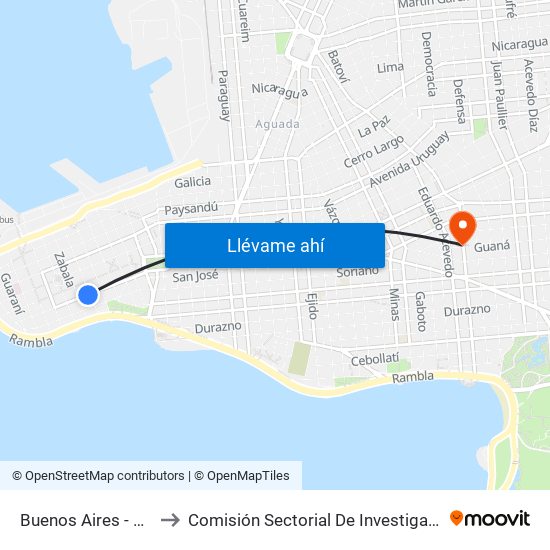 Buenos Aires - Misiones to Comisión Sectorial De Investigación Científica map