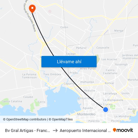 Bv Gral Artigas - Francisco Canaro to Aeropuerto Internacional Angel Adami map