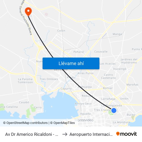 Av Dr Americo Ricaldoni - Av Dr Alfredo Navarro to Aeropuerto Internacional Angel Adami map