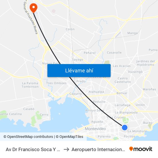 Av Dr Francisco Soca Y Mendez Nuñez to Aeropuerto Internacional Angel Adami map