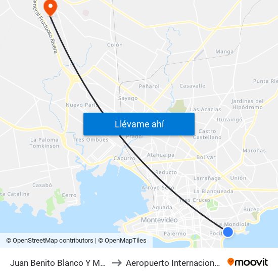 Juan Benito Blanco Y Manuel V Pagola to Aeropuerto Internacional Angel Adami map