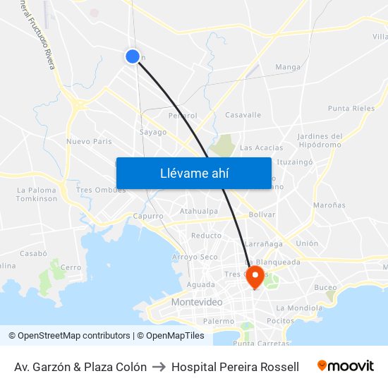 Av. Garzón & Plaza Colón to Hospital Pereira Rossell map