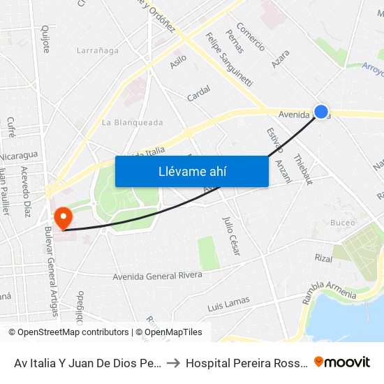 Av Italia Y Juan De Dios Peza to Hospital Pereira Rossell map